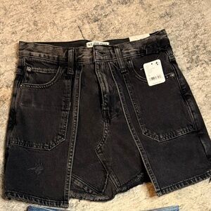 We The Free Black Denim Mini Skirt